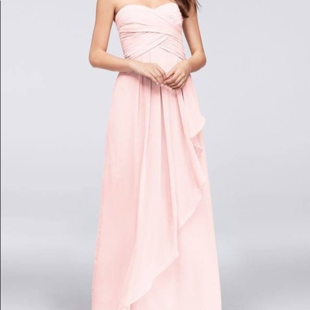 David’s Bridal strapless chiffon bridesmaid dress